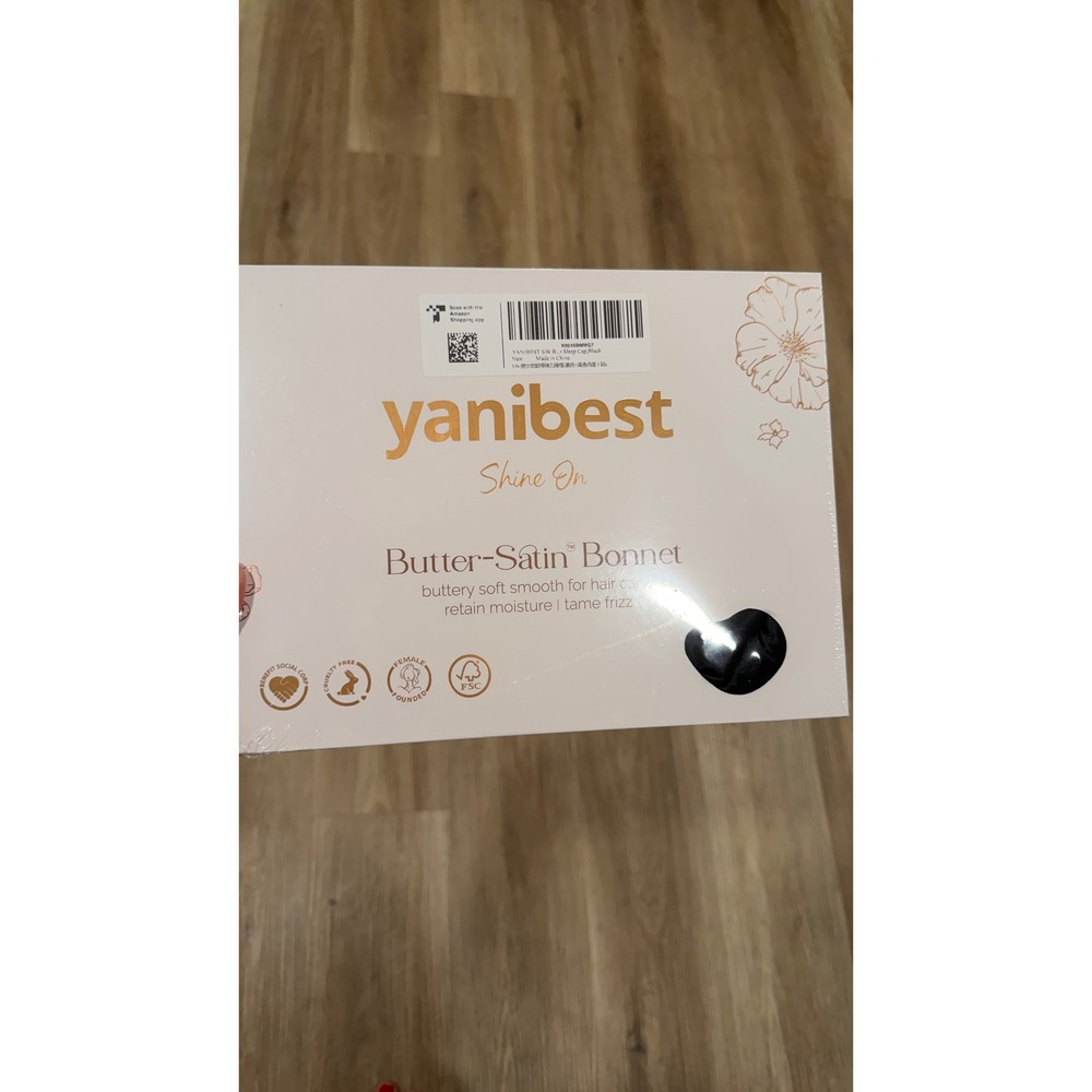 Yanibest Butter-Satin Bonnet Black Silk Sleep Cap Hair Care Frizz Control NEW